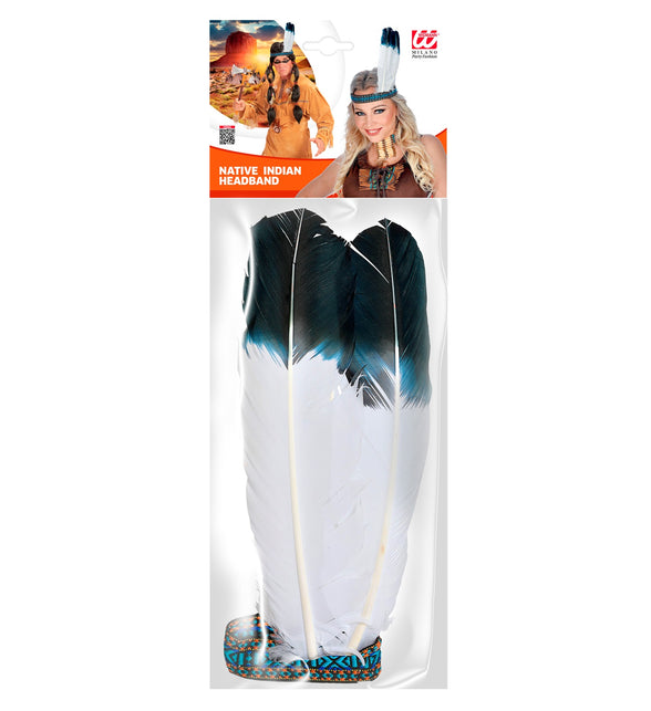 Widmann SRL Hoofdband Indiaan  met 2 veren