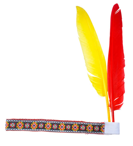 Widmann SRL Hoofdband indiaan met 2 veren