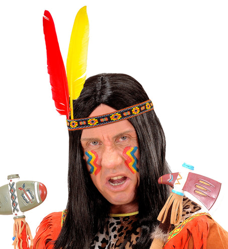 Widmann SRL Hoofdband indiaan met 2 veren