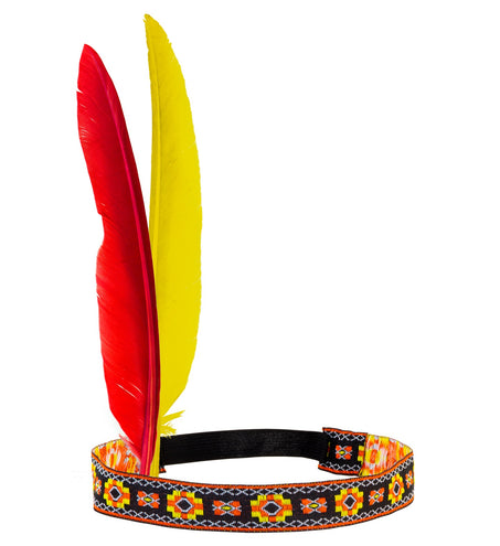Widmann SRL Hoofdband indiaan met 2 veren