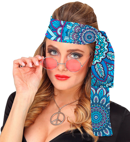 Widmann SRL Hoofdband jaren 70 mandala blauw