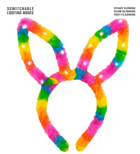 Widmann SRL Hoofdband konijn regenboog met lampje Siem