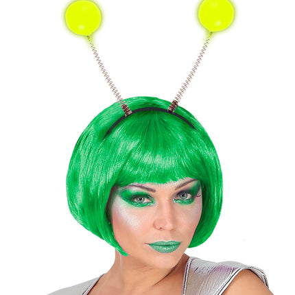 Widmann SRL Hoofdband met antennes glow in the dark