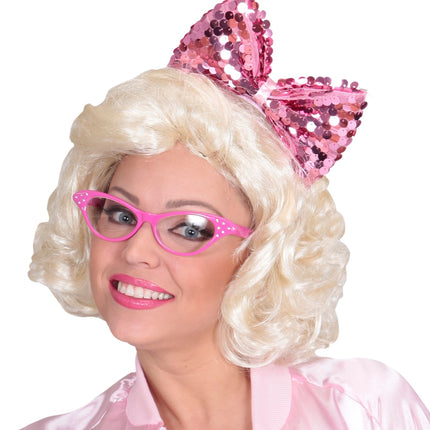 Widmann SRL hoofdband met paillettenstrik rose