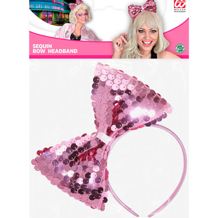 Widmann SRL hoofdband met paillettenstrik rose