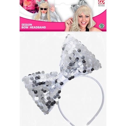 Widmann SRL hoofdband met paillettenstrik zilver