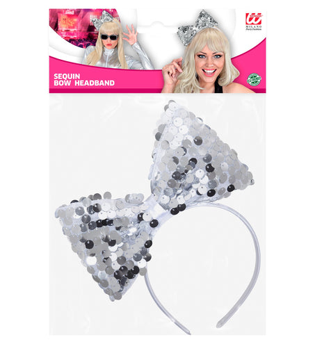 Widmann SRL hoofdband met paillettenstrik zilver