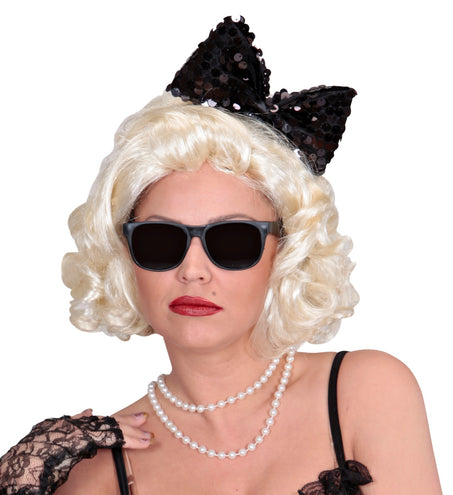 Widmann SRL hoofdband met paillettenstrik zwart