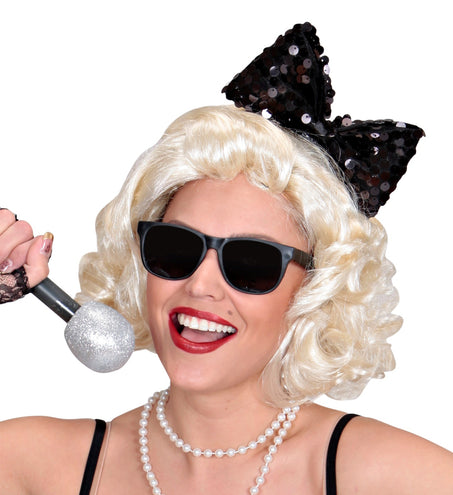 Widmann SRL hoofdband met paillettenstrik zwart