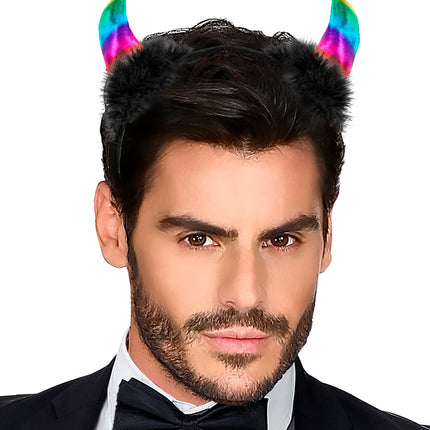 Widmann SRL Hoofdband pailletten hoorntjes Evi regenboog