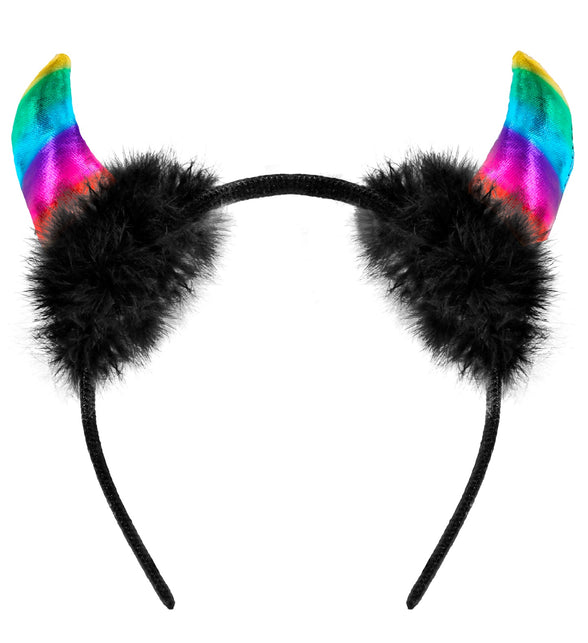 Widmann SRL Hoofdband pailletten hoorntjes Evi regenboog