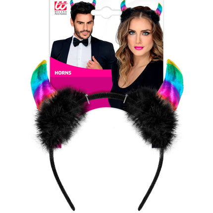 Widmann SRL Hoofdband pailletten hoorntjes Evi regenboog