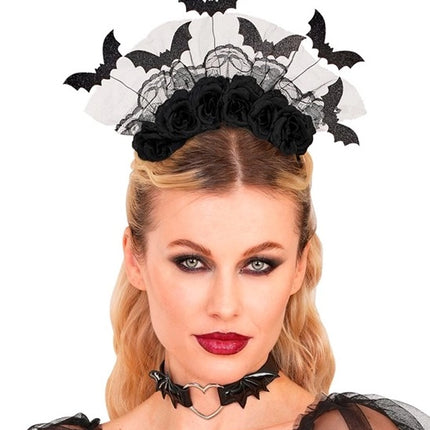 Widmann SRL Hoofdband vleermuizen en zwarte rozen Mees