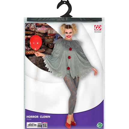 Widmann SRL Horror clown poncho volwassenen
