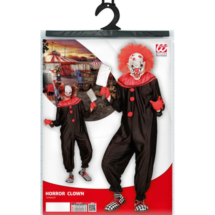 Widmann SRL Horror killer clown kostuum heren zwart rood