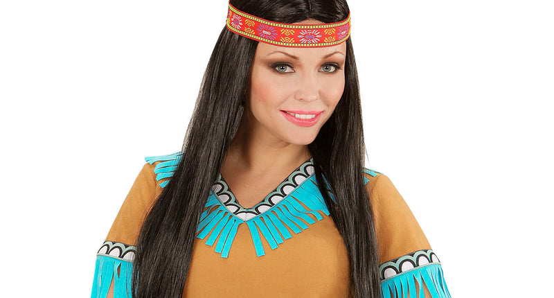 Widmann SRL Indianen pruik hoofdband met veer dames