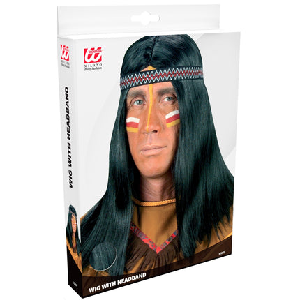 Widmann SRL Indianen pruik zwart man