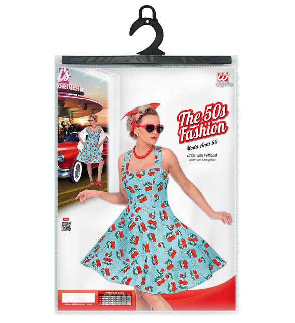 Widmann SRL Jaren 50 jurk Cherry licht blauw