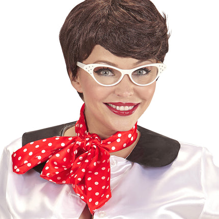 Widmann SRL Jaren 50 pruik bruin met sjaaltje