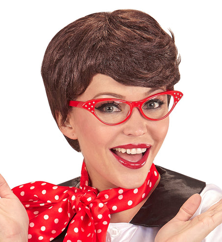 Widmann SRL Jaren 50 pruik bruin met sjaaltje