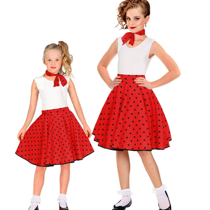 Widmann SRL Jaren 50 rok rood zwart Holly