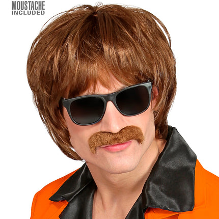 Widmann SRL Jaren 60 pruik met snor bruin