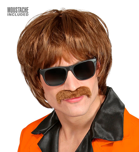 Widmann SRL Jaren 60 pruik met snor bruin