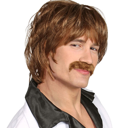 Widmann SRL Jaren 60 pruik met snor bruin