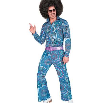 Widmann SRL Jaren 70 broek mandala blauw heren