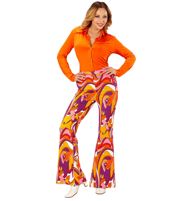 Widmann SRL Jaren 70 disco broek Groovy Orchidee