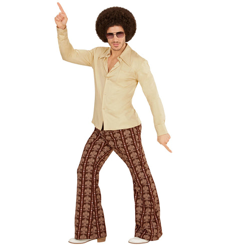 Widmann SRL Jaren 70 disco hemd Groovy beige