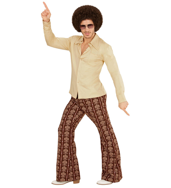 Widmann SRL Jaren 70 disco hemd Groovy beige