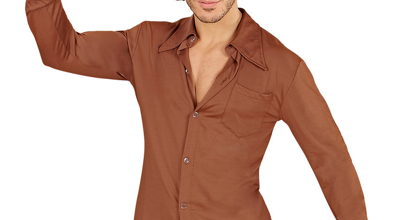 Widmann SRL Jaren 70 disco hemd Groovy bruin