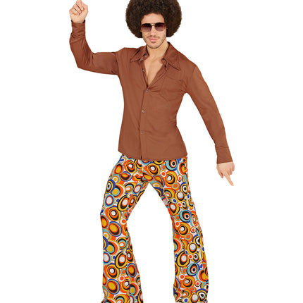 Widmann SRL Jaren 70 disco hemd Groovy bruin