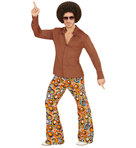 Widmann SRL Jaren 70 disco hemd Groovy bruin