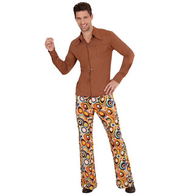 Widmann SRL Jaren 70 disco hemd Groovy bruin