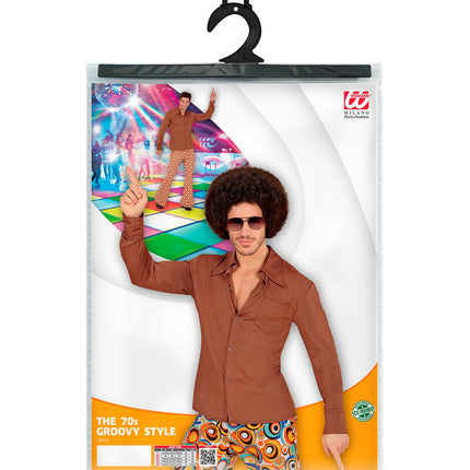 Widmann SRL Jaren 70 disco hemd Groovy bruin