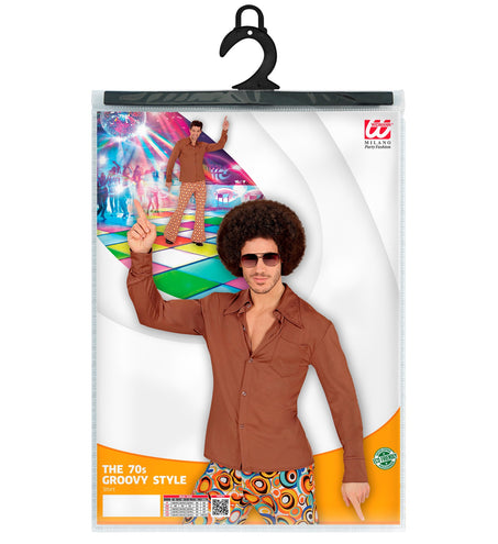 Widmann SRL Jaren 70 disco hemd Groovy bruin