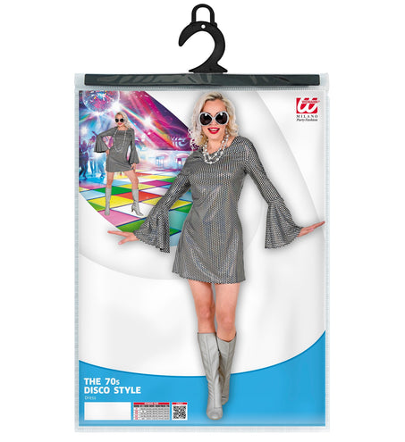 Widmann SRL Jaren 70 disco jurk zilver