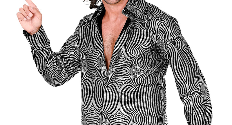 Widmann SRL Jaren 70 disco shirt zilver heren