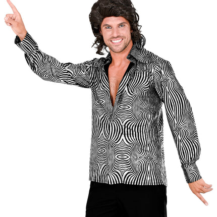 Widmann SRL Jaren 70 disco shirt zilver heren