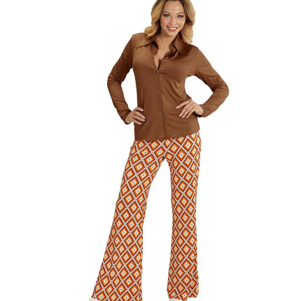 Widmann SRL Jaren 70 discoshirt Groovy bruin