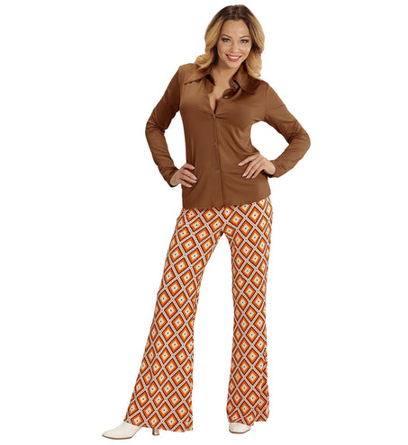 Widmann SRL Jaren 70 discoshirt Groovy bruin