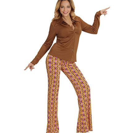 Widmann SRL Jaren 70 discoshirt Groovy bruin