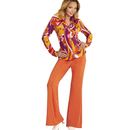 Widmann SRL Jaren 70 discoshirt Groovy Orchidee