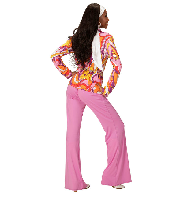 Widmann SRL Jaren 70 discoshirt Groovy Orchidee