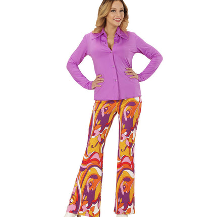 Widmann SRL Jaren 70 discoshirt Groovy paars