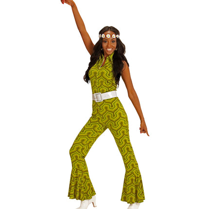Widmann SRL Jaren 70 jumpsuit groovy groen