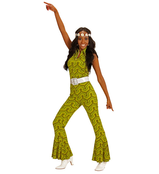 Widmann SRL Jaren 70 jumpsuit groovy groen