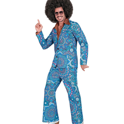 Widmann SRL Jaren 70 kostuum mandala blauw